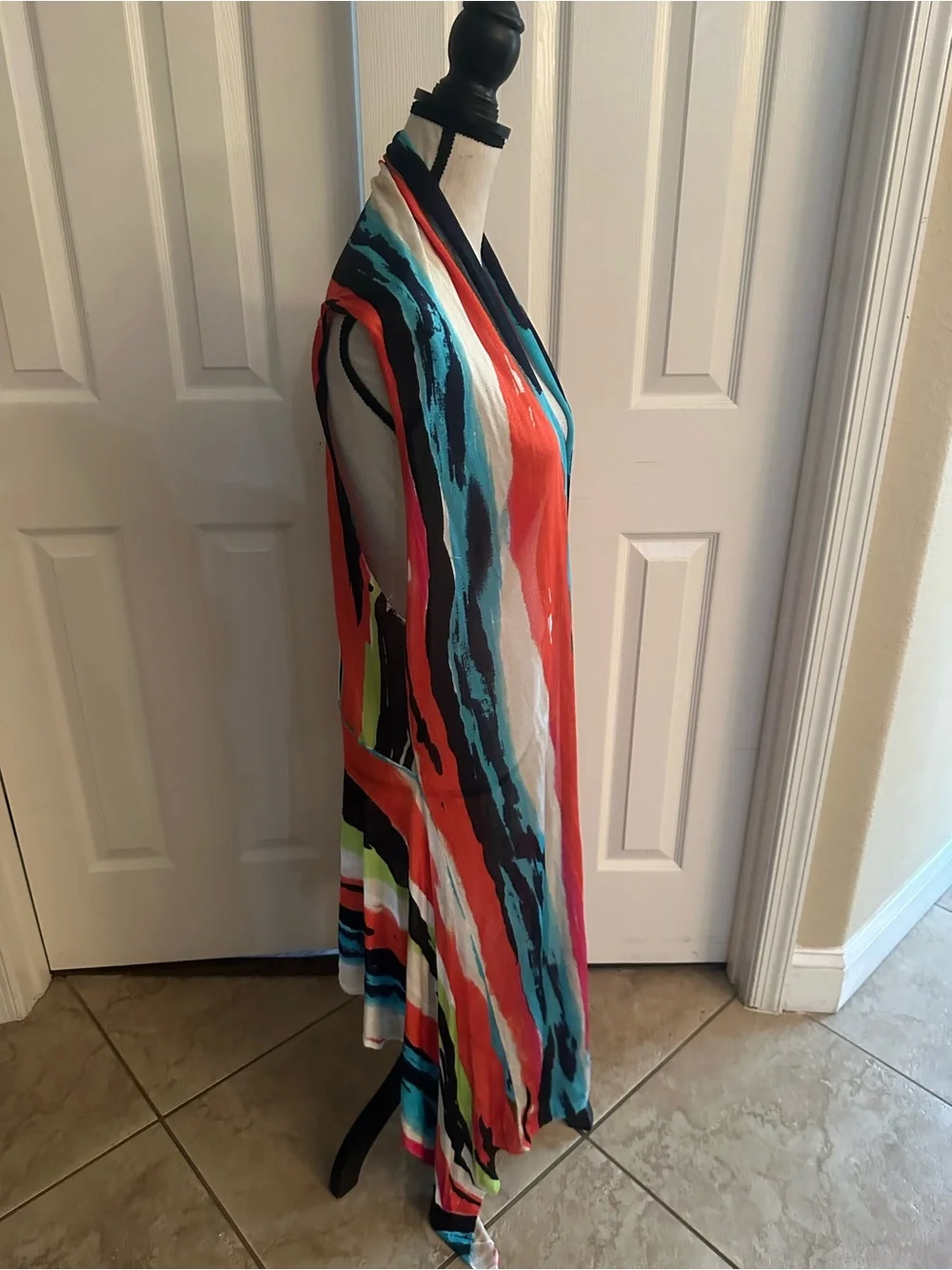 Nygard Colorful Abstract Striped Maxi Vest